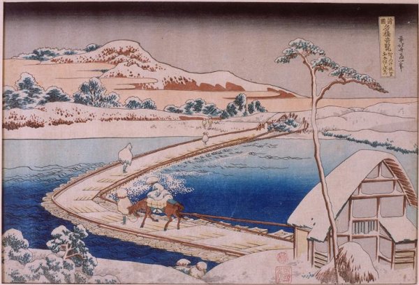 The pontoon bridge at Sano in the province of Kozuka