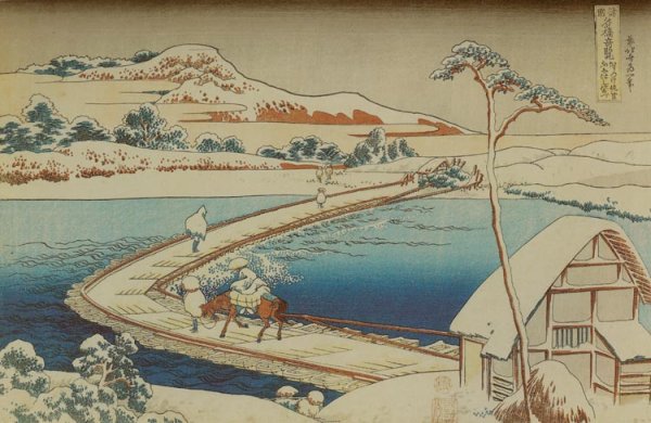 View of the Old Boat-Bridge at Sano in Kozuke Province (Kozuke Sano funabashi no kozu)